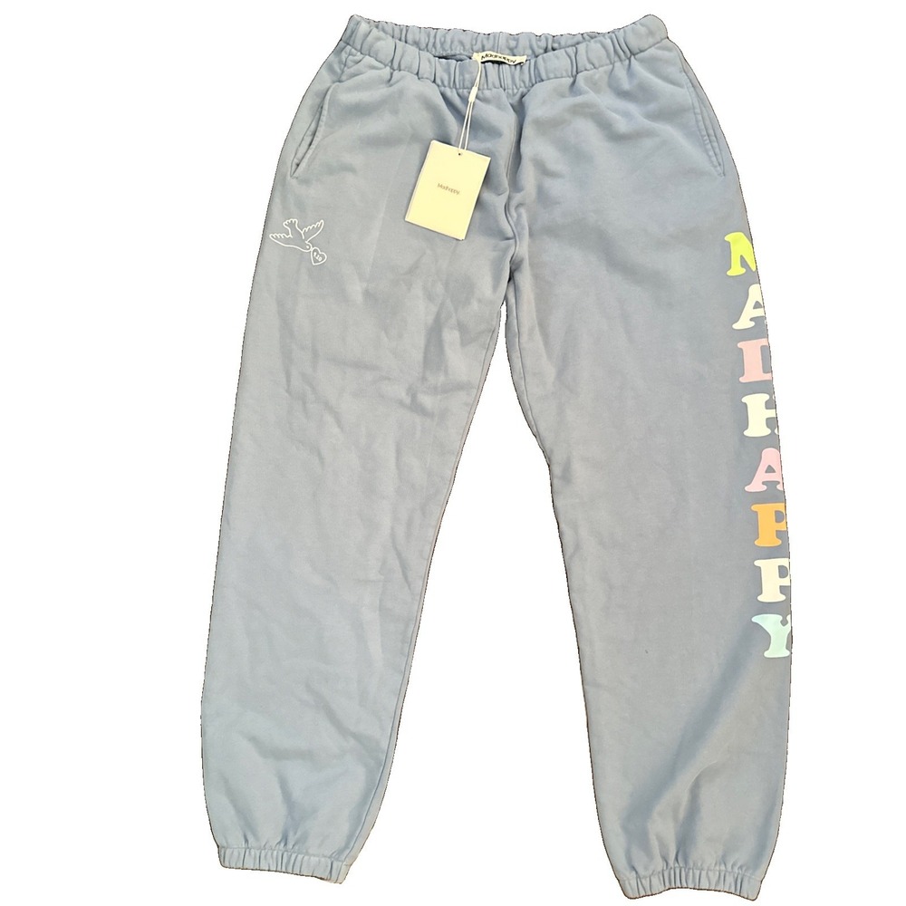 NWT Madhappy Sweatpants Light Blue Pastel Letters pockets Womens XL